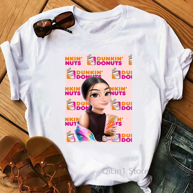 

Fashion Charli Damelio Coffee Tshirt Women Summer Top Clothes Girl Student Streetwear 90s 00s Tumble Clothes Hip Hop T Shirt Tee