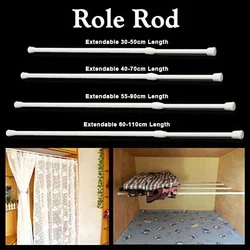 Curtain Rail Pole Rod Telescopic Tension High Carbon Steel Extendable For Bathroom Net Voile Shower Curtain Poles Bath Products