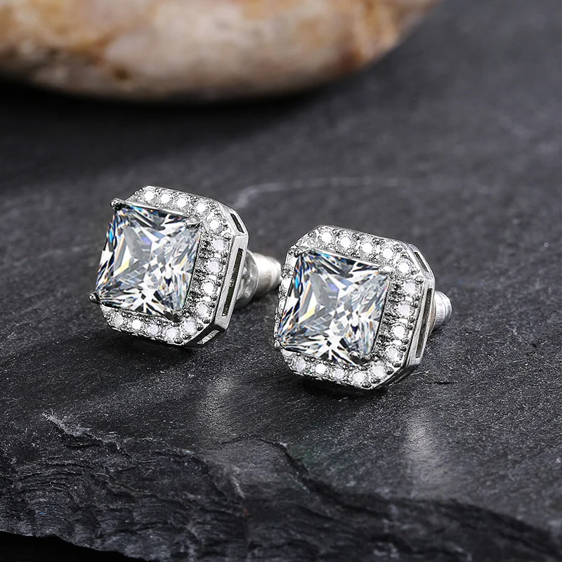 Huitan Ohrstecker mit rechteckigem/quadratischem grünem kubischem Zirkon für Damen, elegante Party-Accessoires, Jahrestagsgeschenk, zeitlose Damen-Ohrringe – Detail 22