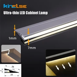 7mm Ultra-dünne LED Schrank Lampe Aluminium Profil Sensor Versteckte Licht Streifen Vorne 45 Grad Schräge Beleuchtung Regal schrank Licht