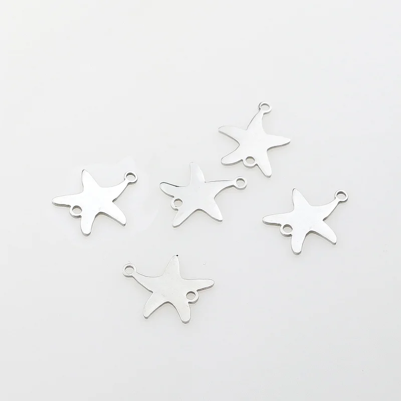 5pcs/lot Ocean Beach Starfish Stainless Steel Connector Bracelet DIY Jewelry Findings Component Metal Earring Making Accessories
