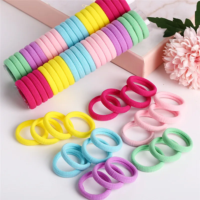 Fashion Pink Yellow Red Elastic Hairbands For Women&Girls Colorful Ponytail Holders Foldable Hair Band Set Hair Accessories