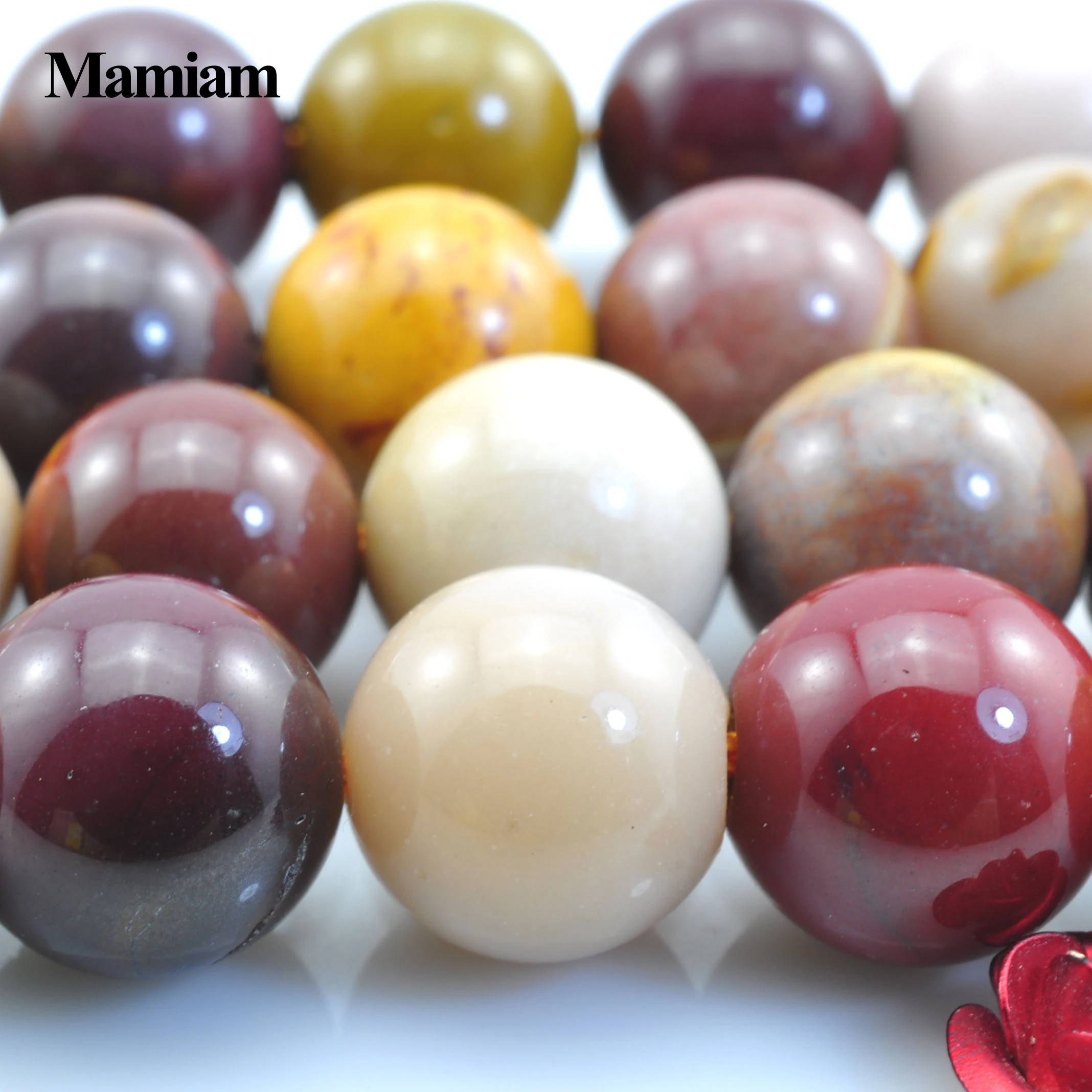 

Mamiam Natural Mookaite Jasper Beads 6-10mm Smooth Round Loose Stone Diy Bracelet Necklace Jewelry Making Gemstone Gift Design