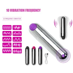 Bullet Vibrator Sex Toys for Women 10 Speed Waterproof Strong Vibration USB Rechargeable G-Spot Massager Anal Plug Dildo Lesbian