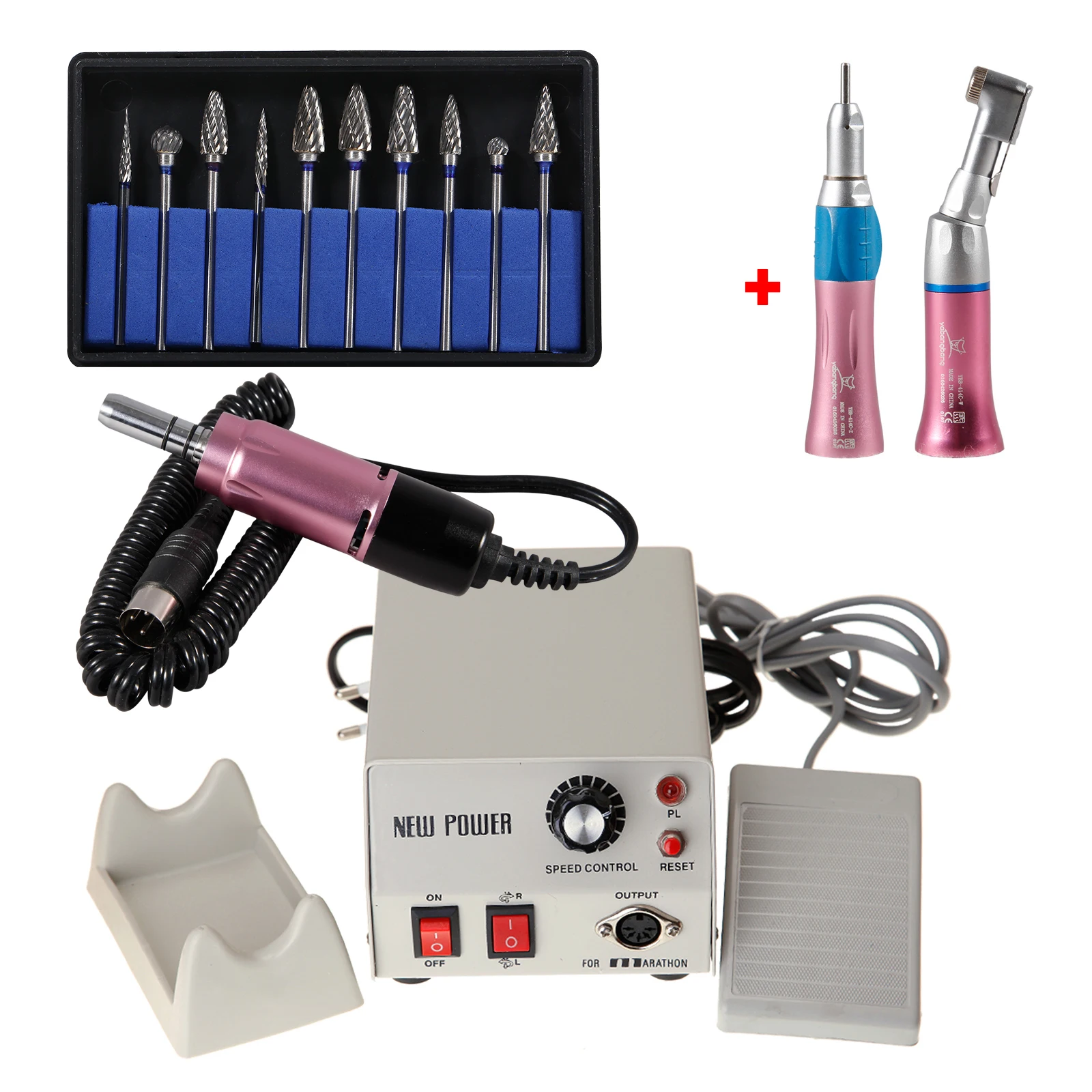 Dental Equipment Polishing Marathon Electric Micromotor N2 with Dental Low Speed Contra Angle Straight Nosecone Handpiece kit