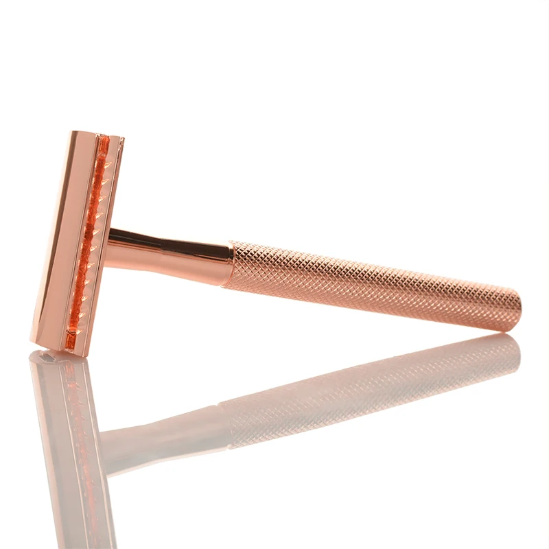 Metal Safety Razor Kinghood Stainlessl Steel Hair Cosmetics Daily Use Matte Rose Gold Double Edge Shaving Razor for women