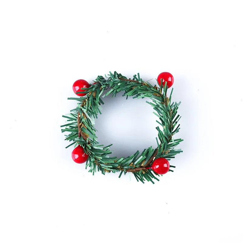 

5PCS Napkin Ring Weddings Decoration Party Supplies Christmas Day Dining Arrangement Red Fruit Napkin Buckle Pine Needle