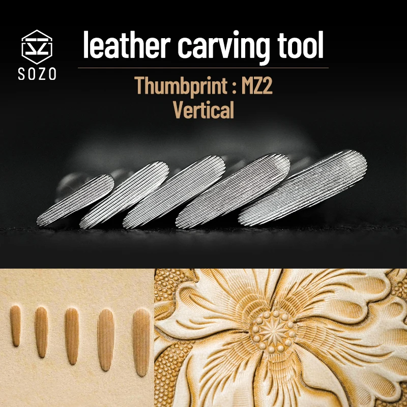 SOZO MZ2 Leather Work Stamping Tool Thumbprint Vertical In Sheridan Saddle Making Carving Stamps 304 Stainless Steel