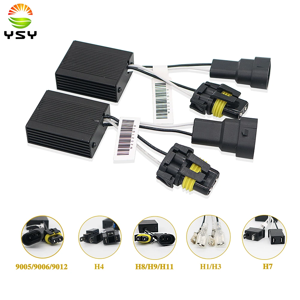 2pcs H4 H7 H8 H11 9005 HB3 9006 HB4 LED Bulb Decoder Resistor 50w Canbus Error Canceller Wire Harness Adapter for Car Headlight