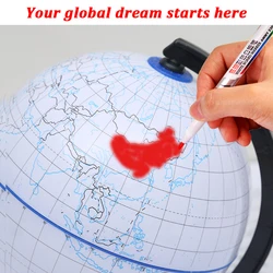 New Scrubable World Earth Globe Map Geography Educational Toy With Stand Home Office Ideal Miniature Gift Office Travel Marker