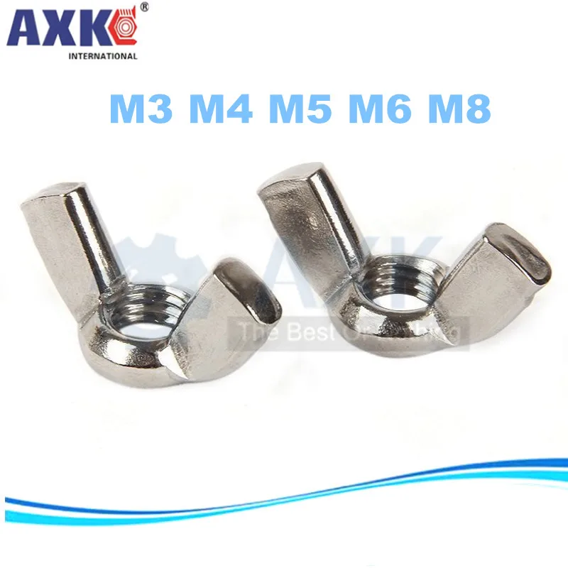 AXK M3 M4 M5 M6 M8 DIN315 304 Stainless Steel Hand Tighten Nut Butterfly Nut Ingot Wing Nuts