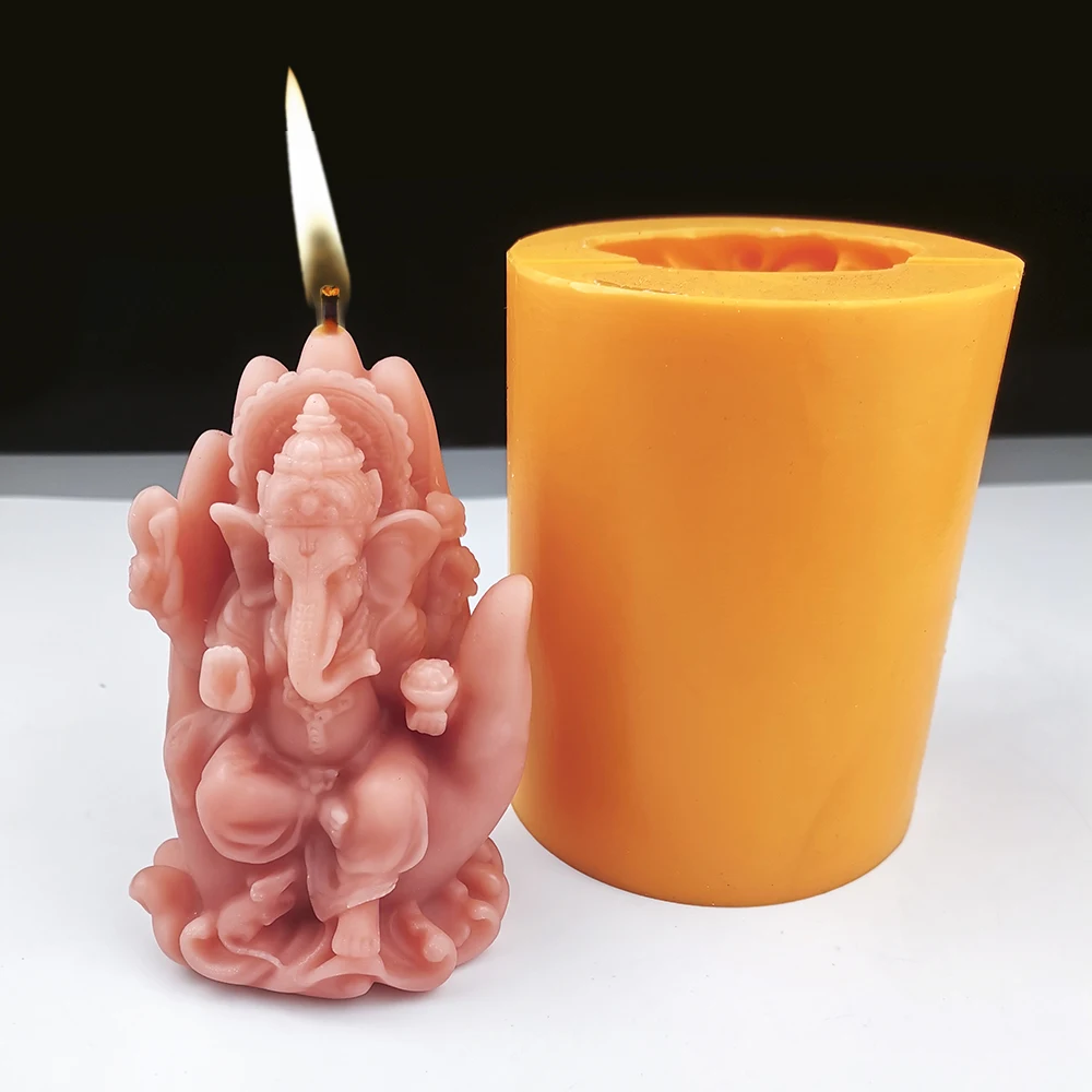 Elephant Buddha Design Candle Mold, 3D Artistic Silicone Mould, Handmade Aroma Wax, Resin Gypsum, DIY Decorating Craft Tools