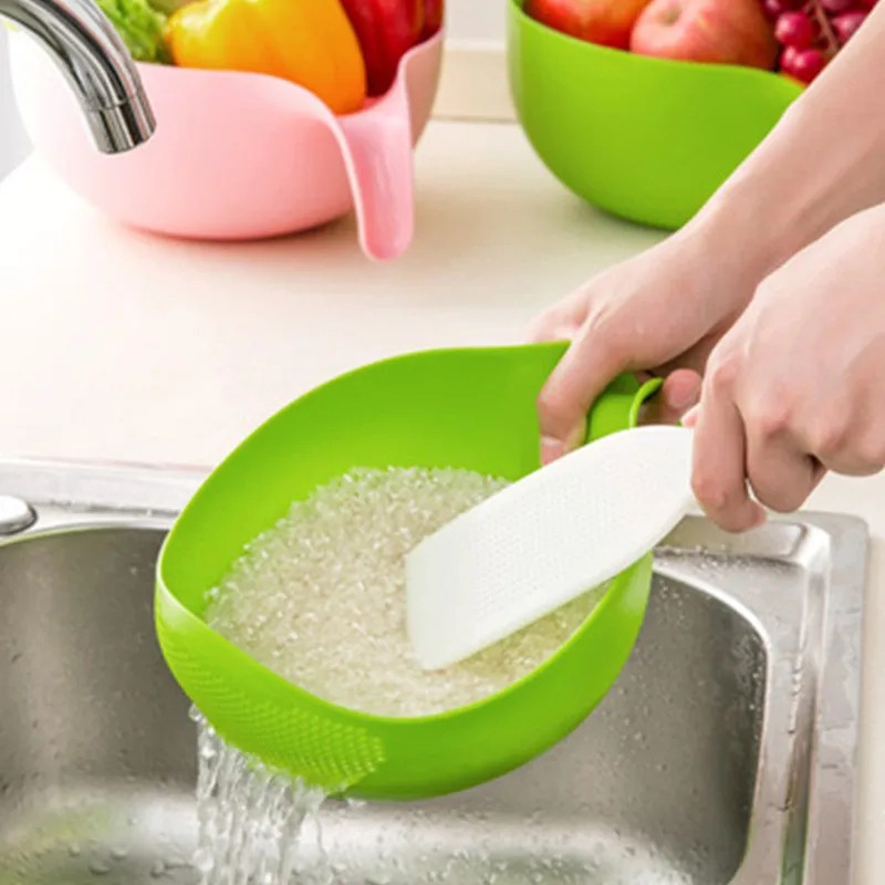 Kitchen Drain Basket Bowl Rice Washing Filter Strainer Basket Sieve Drainer Vegetable Friut Cleaning Gadget Kitchen Accessories