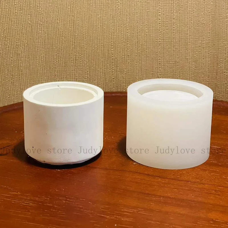Silicone Plaster Tealight Holder, Concrete Molds for Jar, DIY Epoxy Resin Jewelry, Ring Box, Round Bowl, Candlestick Cement Mold