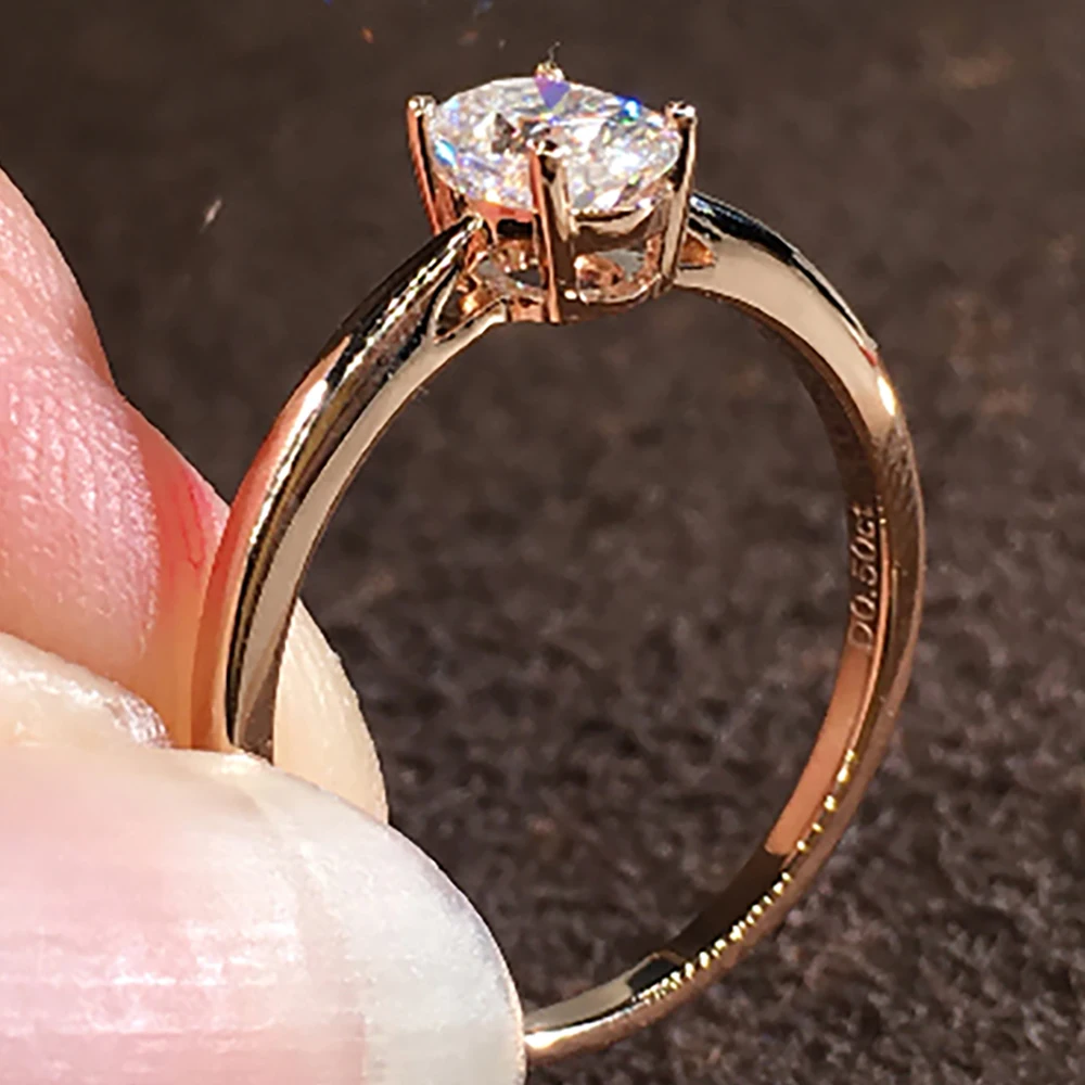 

Custom Solid 10K AU417 Rose Gold Women Wedding Anniversary Engagement Party Ring 1 2 3 4 5 Carat Oval Moissanite Diamond Ring