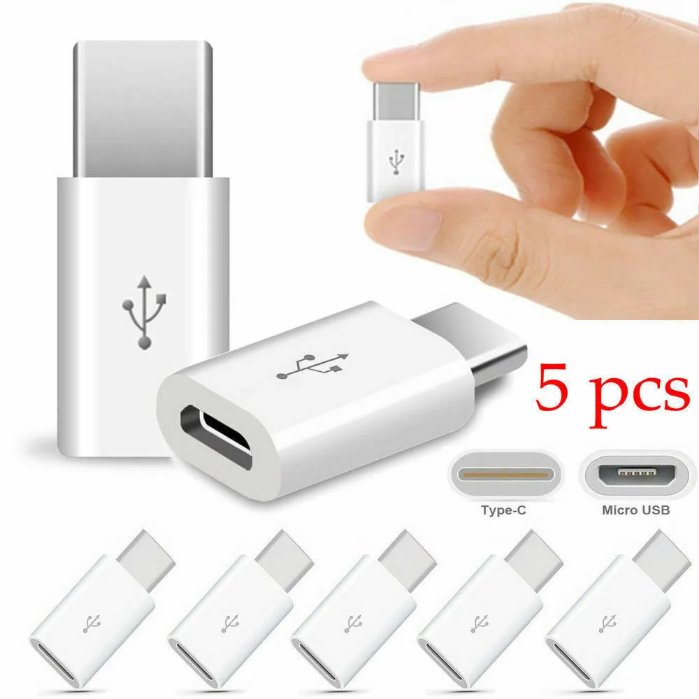 5Pcs/set New Micro USB Female To Type C Male Adapter Converter Micro-B To USB-C Connector Charging Adapter Phone Accessories