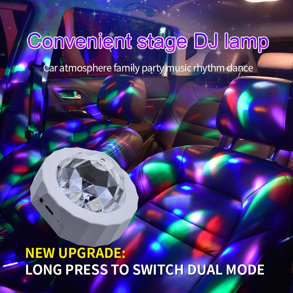 Car Interior Atmosphere RGB LED Light Decoration Ambient Bulb Colorful Music Sound Flash Light Ball Disco Party DJ Lights