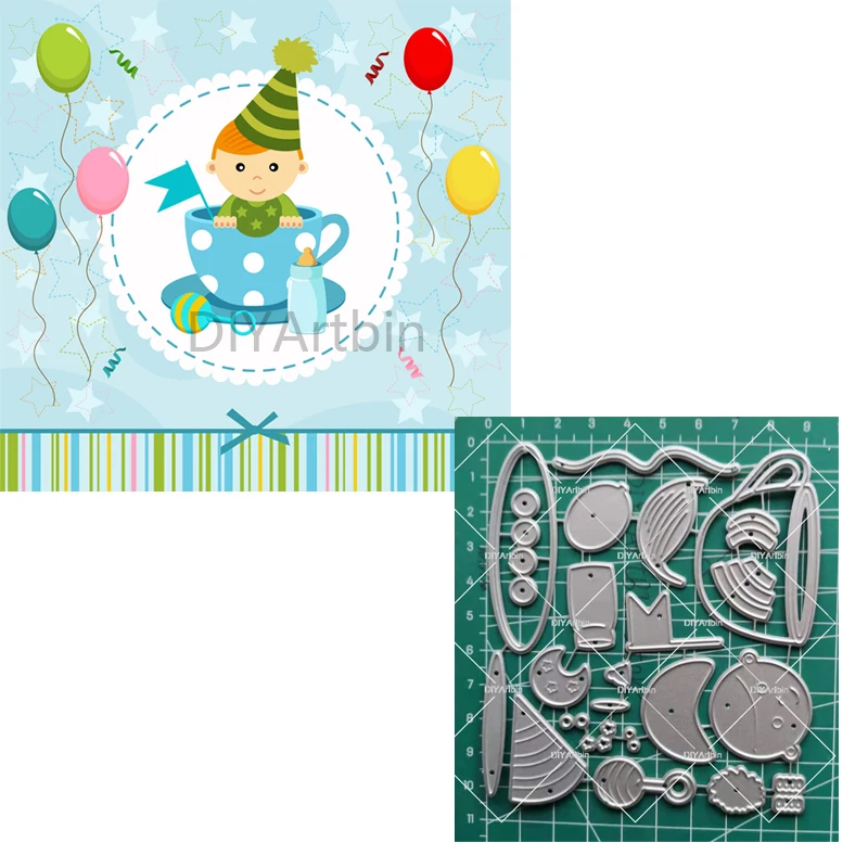 Baby Teacup Metal Cutting Die For Birthday Scrapbooking Album Paper Card Layering Dies card making Stencils