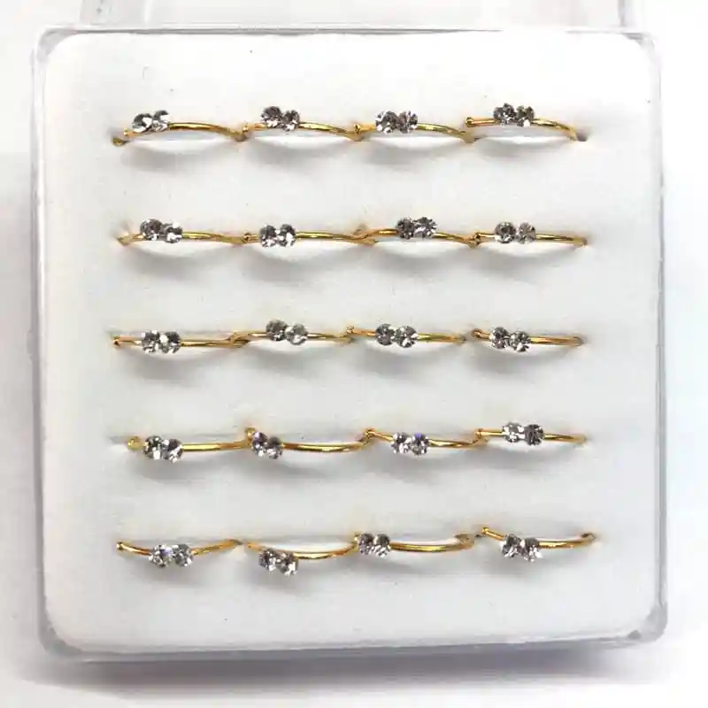 20pcs/set Fake Nose Hoop 925 Sterling Silver Women's Body Piercing Jewelry 10mm CZ zircon Gold color Ring Cartilage  Earring