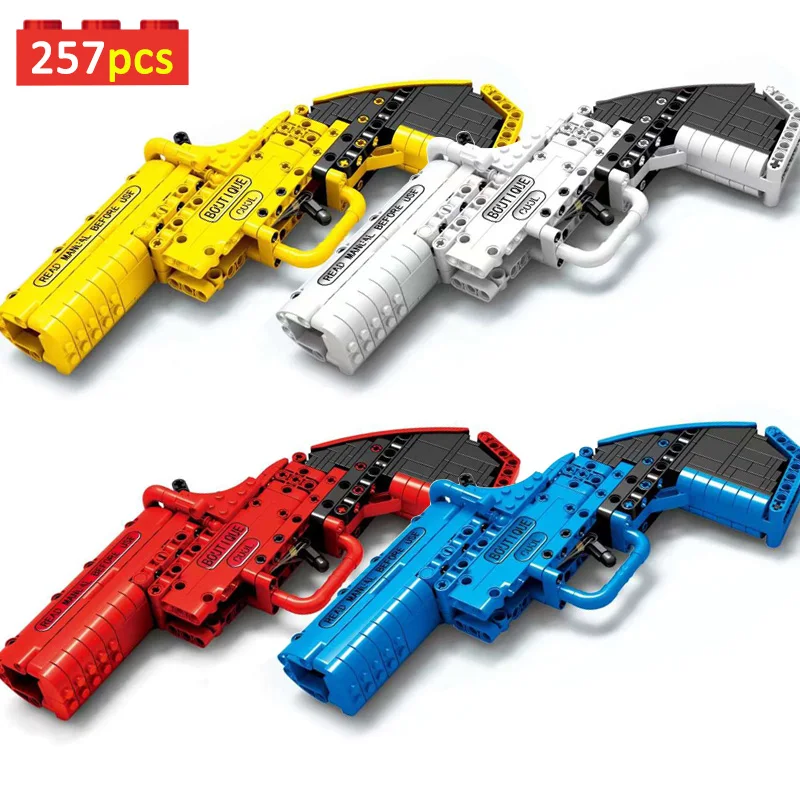 Military Series 257pcs Signal Pistol WW2 Weapon Building Blocks DIY High-tech Flare Gun Can Shoot Bullet Bricks Toys For Kids