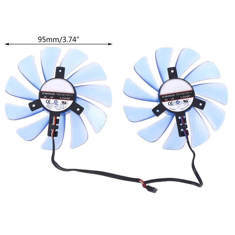 2pcs 95mm Alternative FDC10U12S9-C CF1010U12S GPU Fan For XFX RX580 RX590 HIS RX580 IceQ RX570 Graphics Card Cooling fan