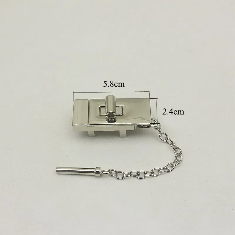 Cadena de bloqueo de giro para bolso, hebillas rectangulares de 58x24mm, botón de cierre para bolsas, accesorios de repuesto de cuero, bricolaje, 8
