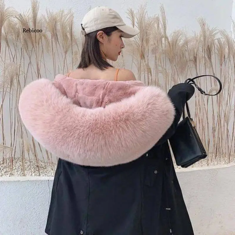 Fur Lining Thick Winter Coat Women outwear Long Waterproof Parka Hood Winter Jacket Women Rabbit Fur Liner Thick Warm Detachable