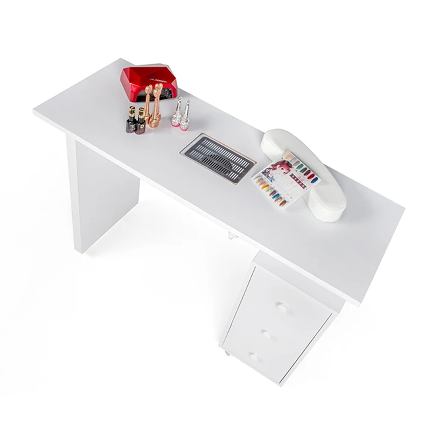 TM-205-3 Manicure Station Solid Wood Nail Art Table With 220V Nail Dust Remover Nail Salon Furniture Desk With Three Drawers