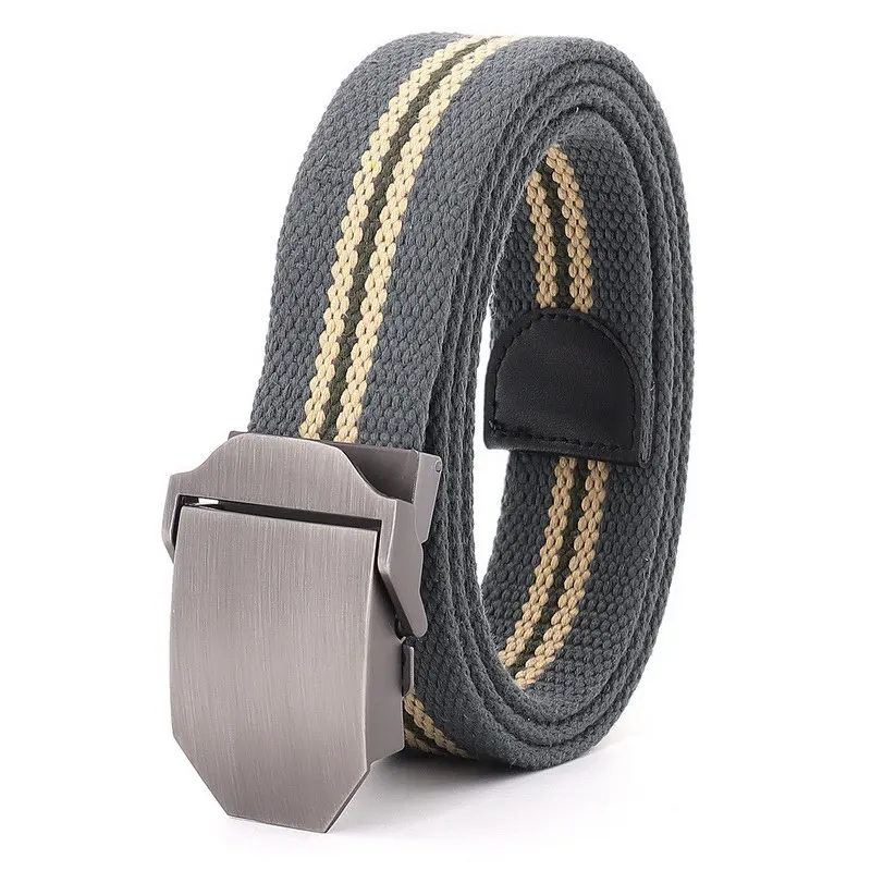 Cinturones de cintura con hebilla deslizante de Metal para hombres y mujeres, correa de lona transpirable, Militar del Ejército, accesorios para