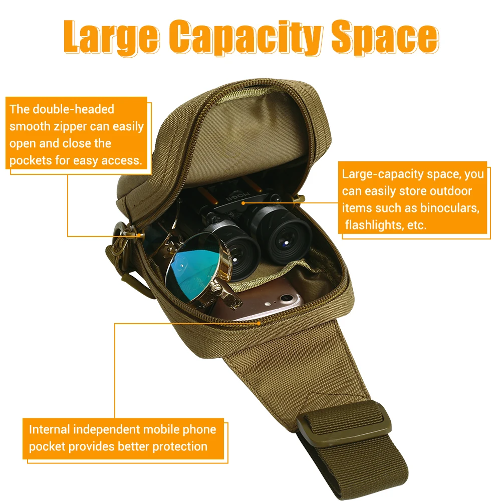 Tactical Chest Bag Outdoors Trekking Pack EDC Sports Bag Shoulder Bag Crossbody Pack Assault Pouch for Hiking Cycling Camping