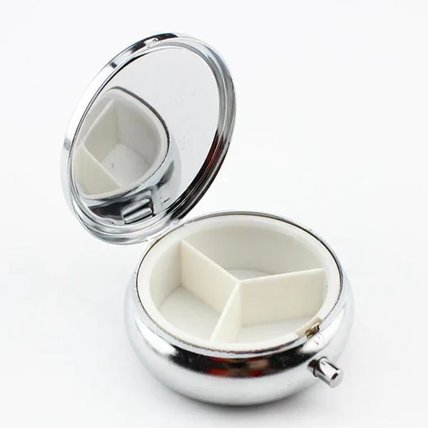 

Metal Pill Box Blank Box Factory Direct Sell Diameter 5cm DIY Medicine Organizer container silver Free shipping