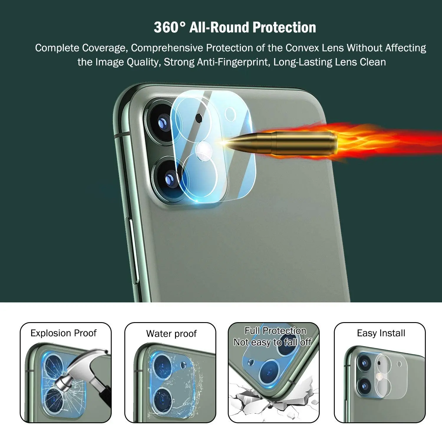 3 in 1 Front Back Rear Tempered Glass On For iPhone 12 11 Pro Max Screen Protector + Camera Lens Glass For iPhone12 mini Film