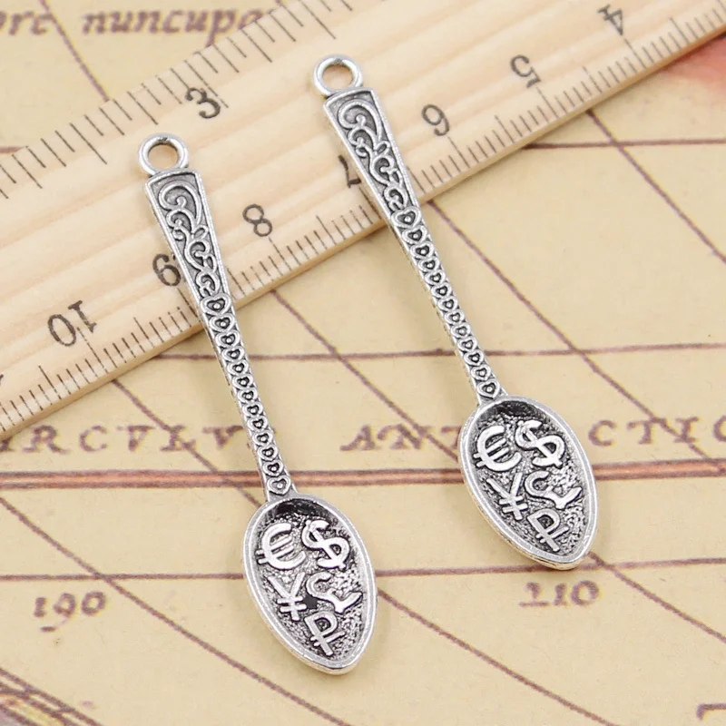 10 sztuk Charms dolar łyżka pieniądze 57x12mm tybetański brąz srebrny kolor zawieszki antyczne tworzenia biżuterii DIY Handmade Craft