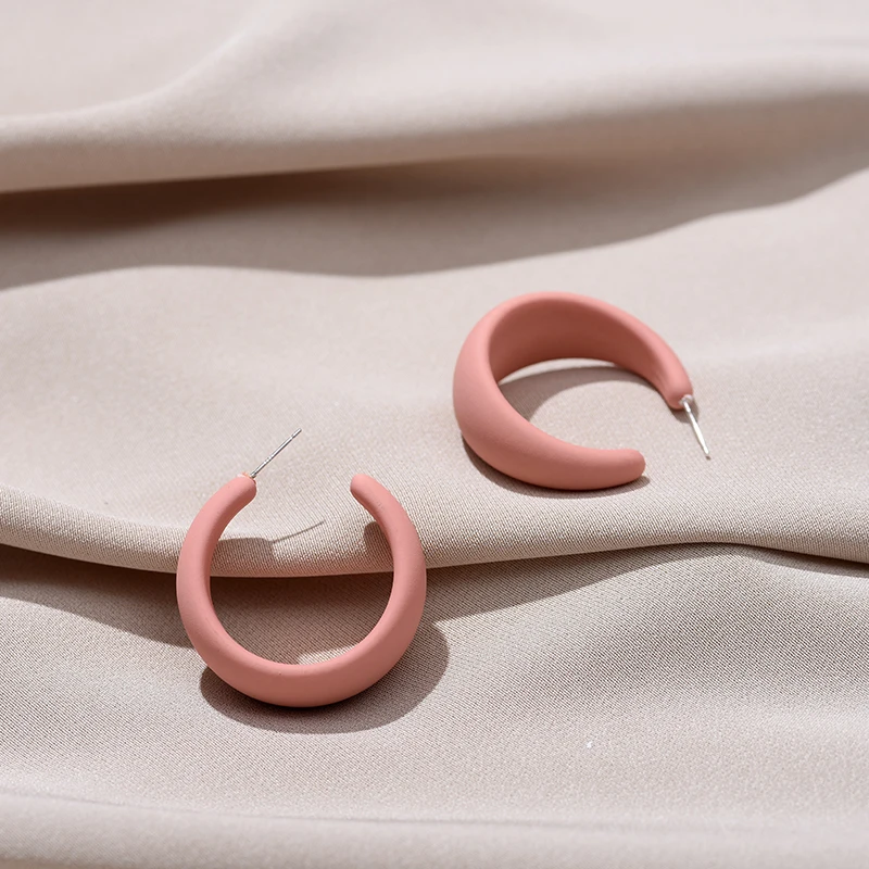 Fashion Vintage Acrylic C Shaped Hoop Earrings For Women Geometric Big Statement Female Earrings Korean Trendy Stud Jewelry Gift