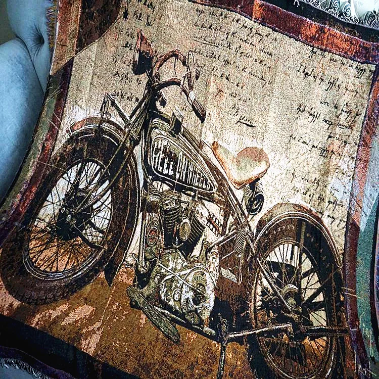 Shabby chic motorcycle cotton vintage carpet Thick blanket tie-dye Indian style blanket bed cover Felts tapestry primitive decor