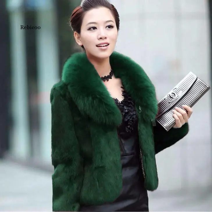 ผู้หญิง Elegant Faux Fur สตรีฤดูหนาวสุภาพสตรีสี Waistcoat ฤดูหนาวของแข็งหลวมเสื้อ