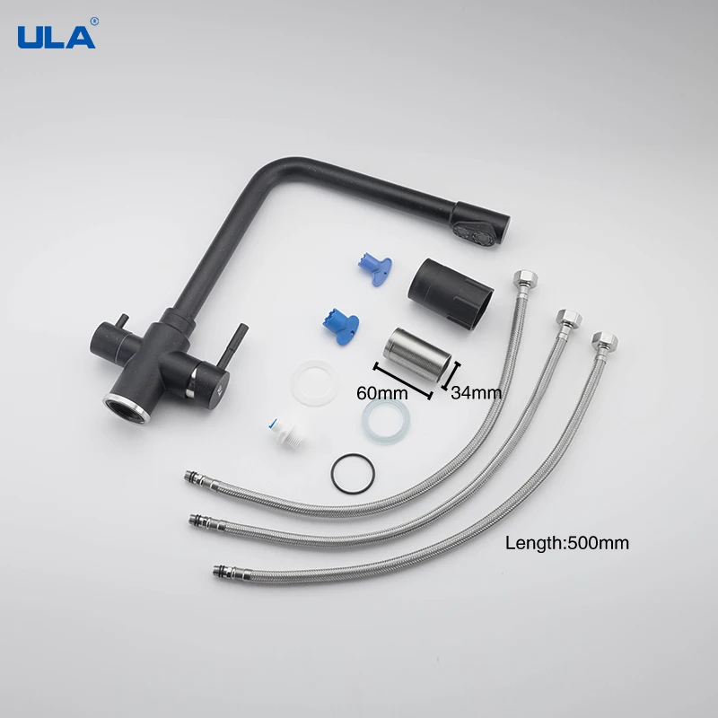 ULA Kitchen Filter Faucet Deck Mounted Black Kitchen Mixer 360 Rotate Drinking Sink Tap Water Purification Tap Crane For Kitchen