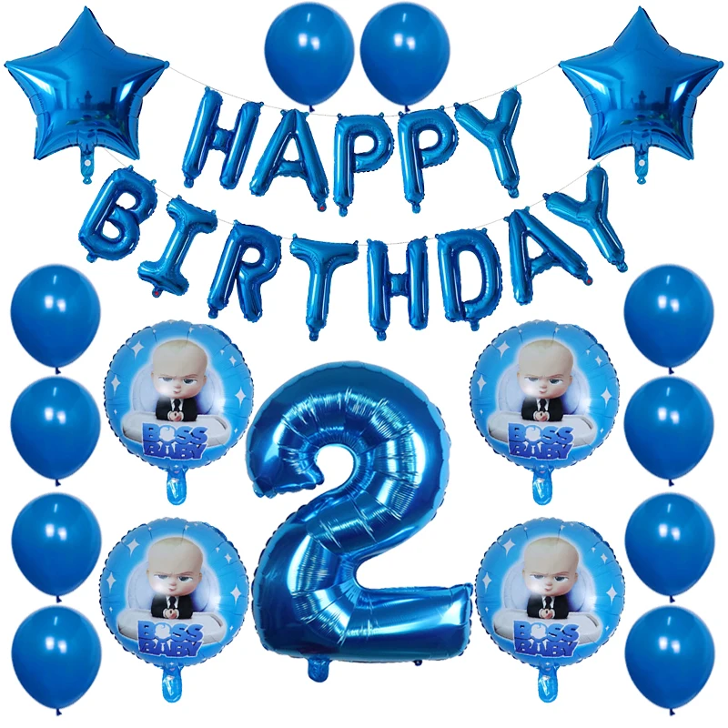 29Pcs Cartoon Boss Baby Balloon 30 Inch Number Foil Helium Balloons Baby Shower 1st Birthday Party Decoration Latex Air Globos