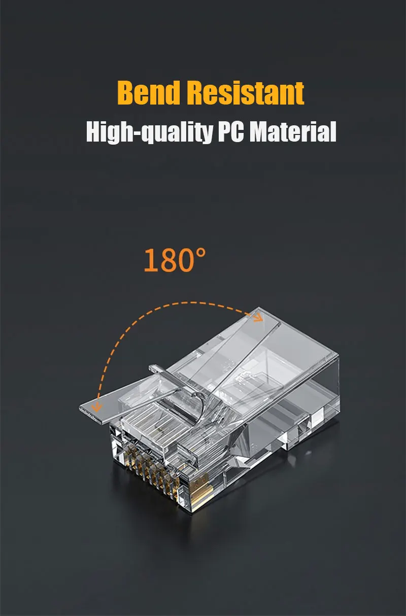 ZoeRax RJ45 CAT6 Pass Through Connectors 1.1mm hole Gold Plated 8P8C Modular Ethernet Network Cable Plug End for Cat6 Cat5e