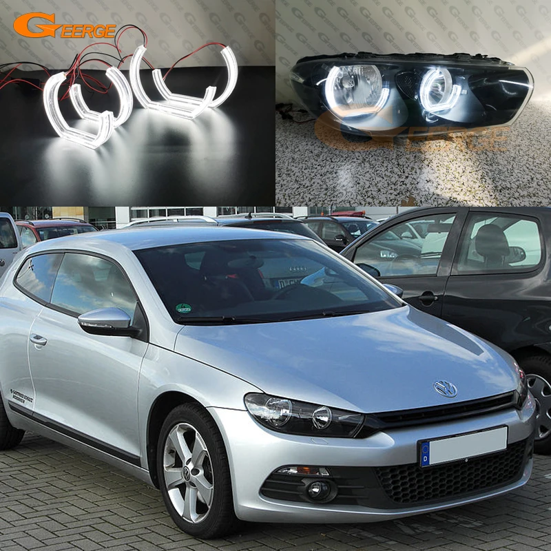 Xe Volkswagen VW Scirocco III MK3 Trước Căng Da Mặt Siêu Sáng DTM M4 Phong Cách Led Đôi Mắt Thiên Thần Hào Quang Nhẫn Retrofit Xe Ô Tô phụ Kiện