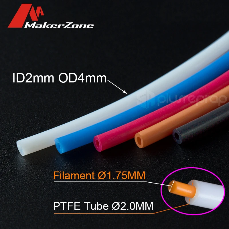 Tubo de PTFE para peças de impressora 3D, 2x4 mm, 1 metro, 2mm di, 4mm de, cabo guia para filamento 1,75 J-Head Bowden