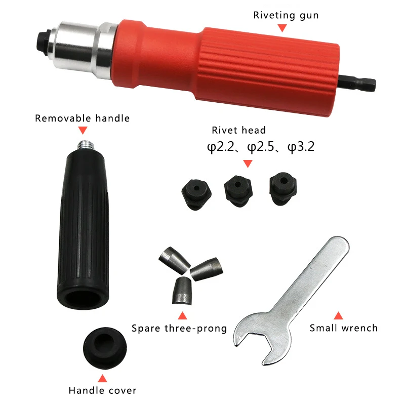 Elektrische Niet Mutter Pistole Nieten Werkzeug Cordless Nieten Bohrer Adapter Einsatz Mutter Werkzeug Nieten Bohrer Adapter 2,4mm-4,8mm