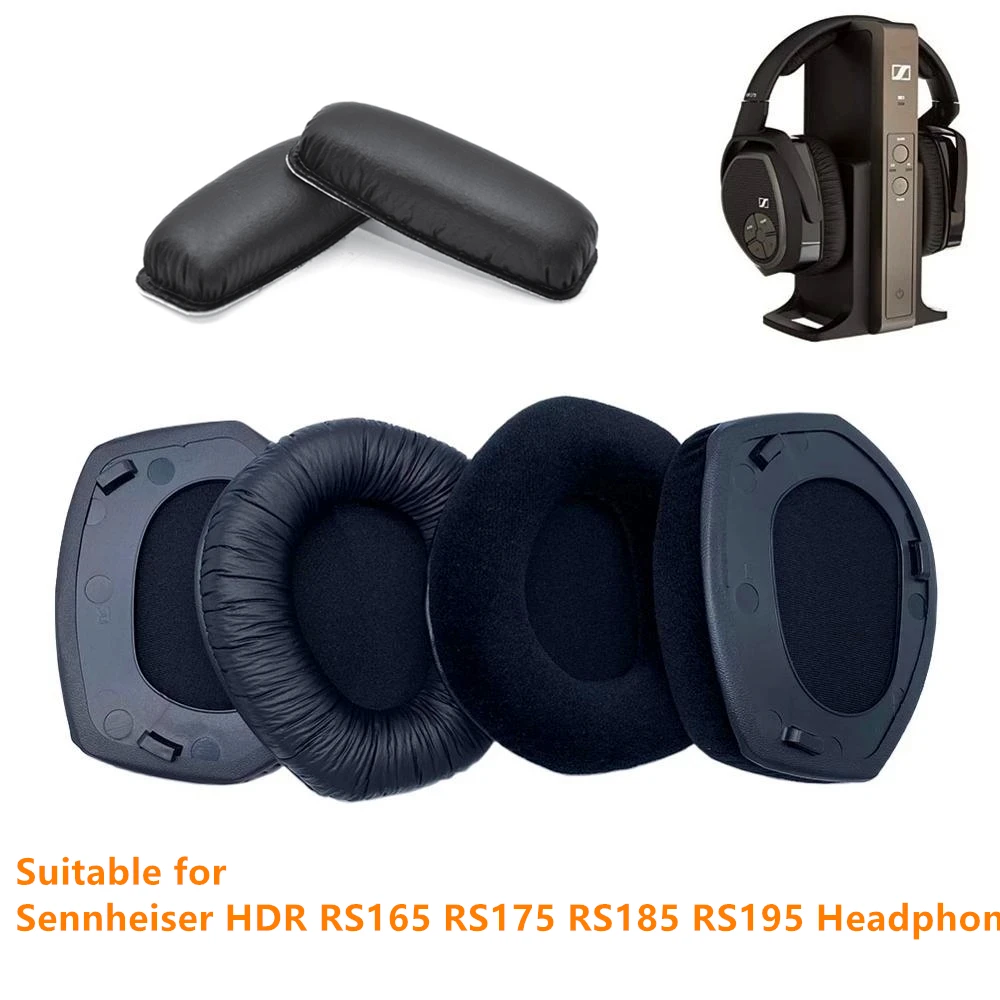 New Ear Pads Earmuffs for Sennheiser RS175 Headphones RS 165 175 185 195 Velour Earpads Replacement Leatherette Head Cushions