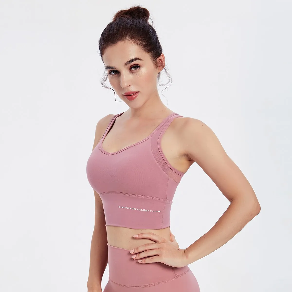 Vansydical Women wyściełany top do jogi Push Up stanik sportowy do biegania kamizelki Mesh Fitness Workout bielizna