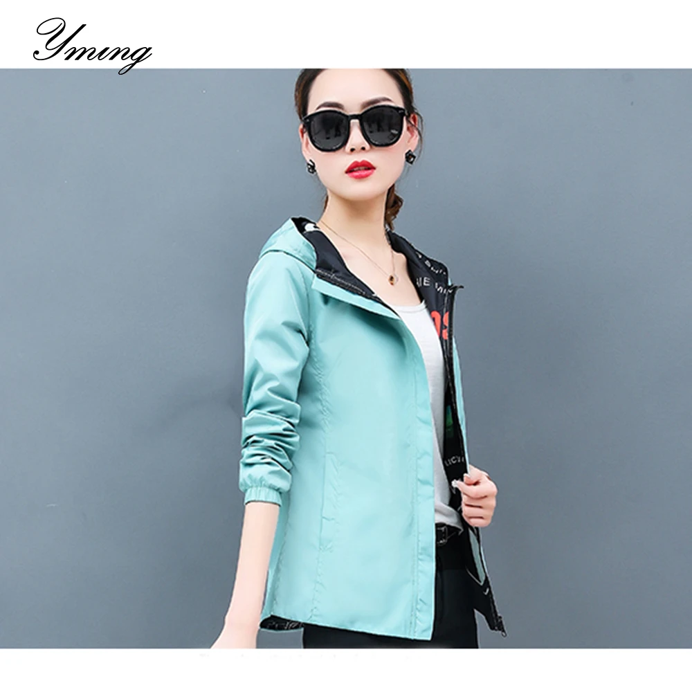 

YMING Women's Spring Loose Popular Workwear Casual Jacket Wild Double-sided Windbreaker Weekend Out Women's Clothing