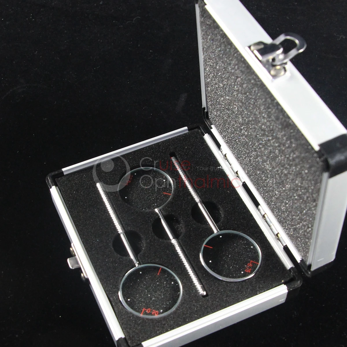 Premium Optometric Jackson Cross Cylinder 68mm 4 dots Diection 0.25 / 0.50 / 0.75 3 pcs in Aluminium Box