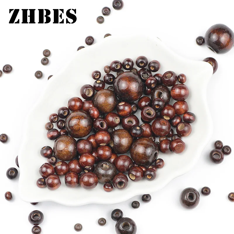 5-20MM Natural Wooden Ecofriendly Round Dark Brown Wood Beads Spacers Loose Beads For Jewelry Making DIY Bracelet Accessories