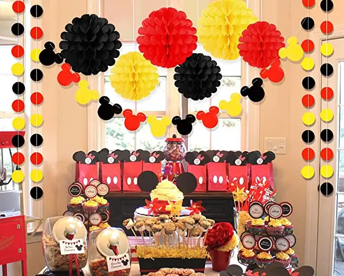 Disney mickey mouse feliz aniversário banner festa de aniversário suprimentos mickey mouse brinquedos para meninos tema festa de aniversário decoração