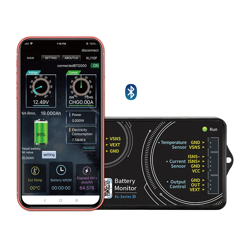 KL110F precyzyjny licznik Coulomb Bluetooth baterie litowe kable rozruchowe bateria fosforan litowo-żelazowy detektor pojemności