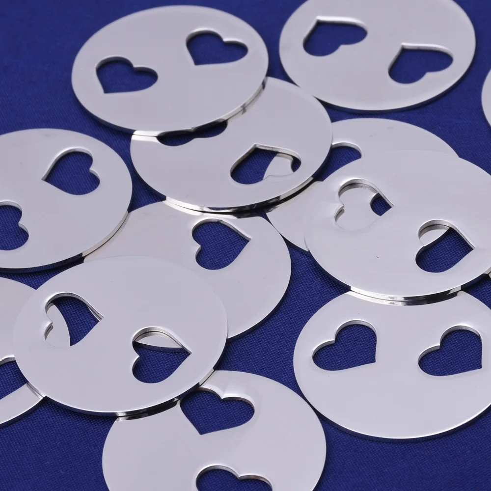 

Stainless Steel Round Heart Washer Blank FANTASTIC SHINE,18 Gauges Diy Stamping Blank, tibetara®,About 1 1/4"(32mm),10 pcs/lot